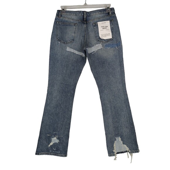 Frame The Low Boot Low Rise Bootcut Jean Womens Size 28 Distressed Patches - Picture 1 of 16